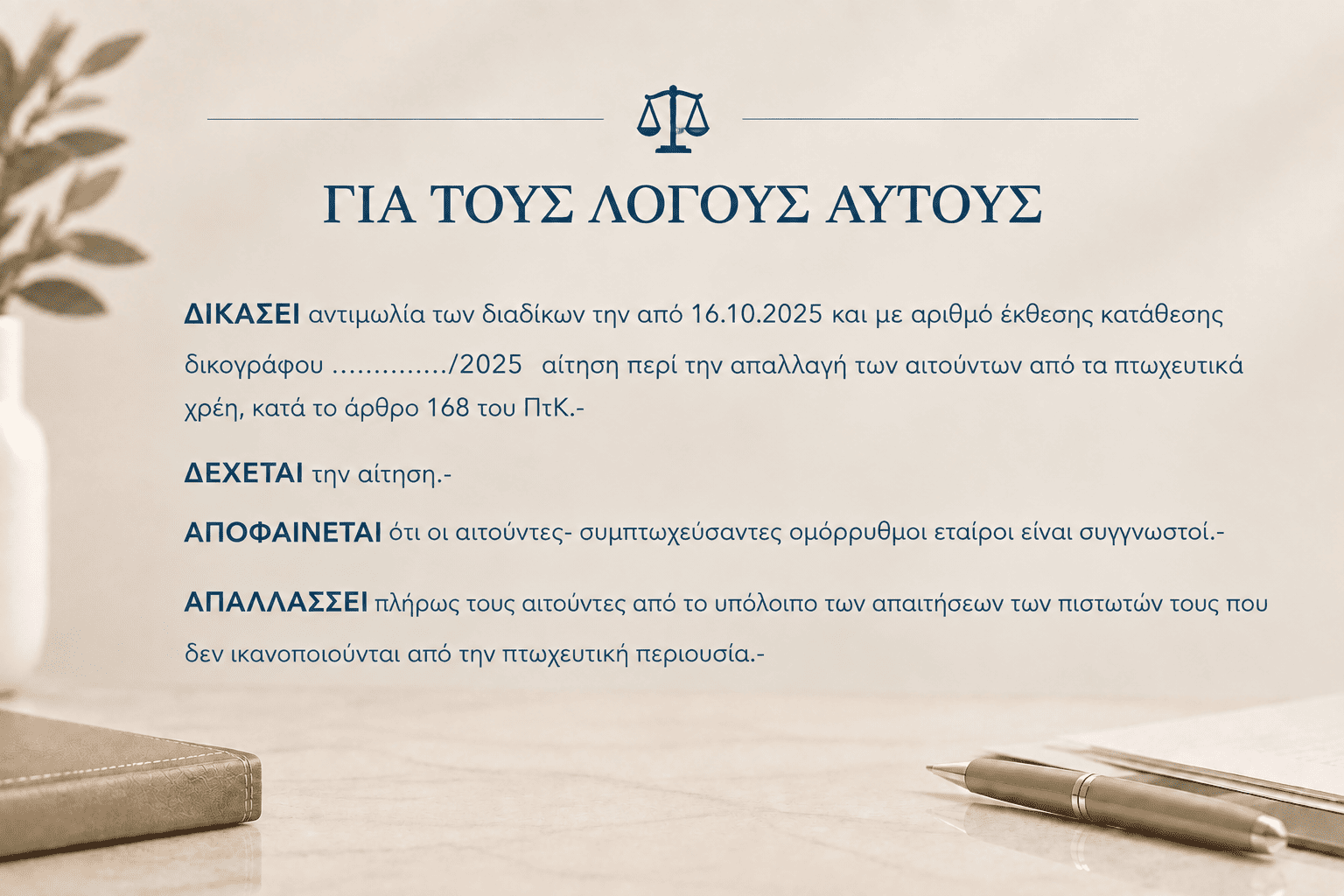 ΠολΠρωτΚιλκίς 34/2026: Απαλλαγή οφειλετών από τα πτωχευτικά χρέη τους